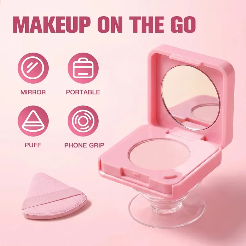 3Pcs Foundation Stick Face Pressed Powder Compact with Christmas Drawstring Bag Long Lasting Matte Face Cosmetic Christmas Gift — image 4