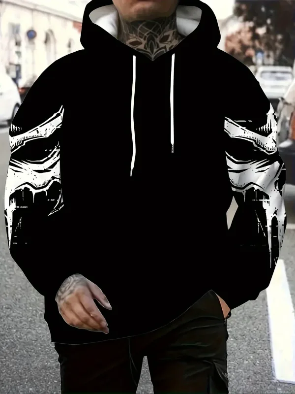 Hot selling new men's autumn gym muscle training skeleton print soft and comfortable hooded sweatshirt outdoor sportswear — image 4