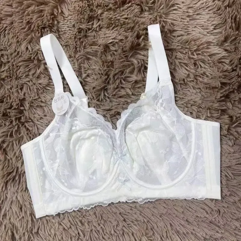 Women's Sexy Lace Support Bra Full Cup Lift Bralette Lingerie Anti-Sagging Ultra Thin Mesh - Slimming Underwear for Big Bust