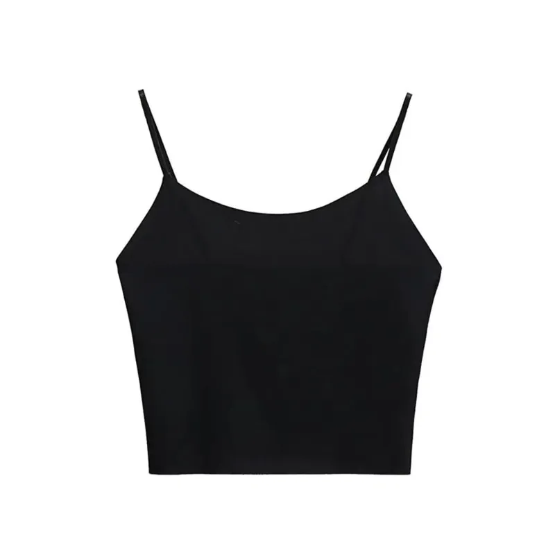 Thin Ice Silk Traceless Sling Tank Top Bralette Crop Tops Strap Skinny Vest Tops Solid Color Slim Fit Sleeveless Camisole Women — image 10