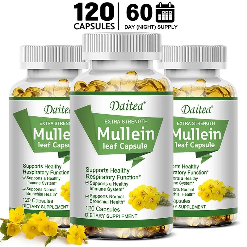 Mullein Extract Capsules Suitable For Lung & Bronchial Cleanse for Smokers - Respiratory Health Support Gut Health — image 11