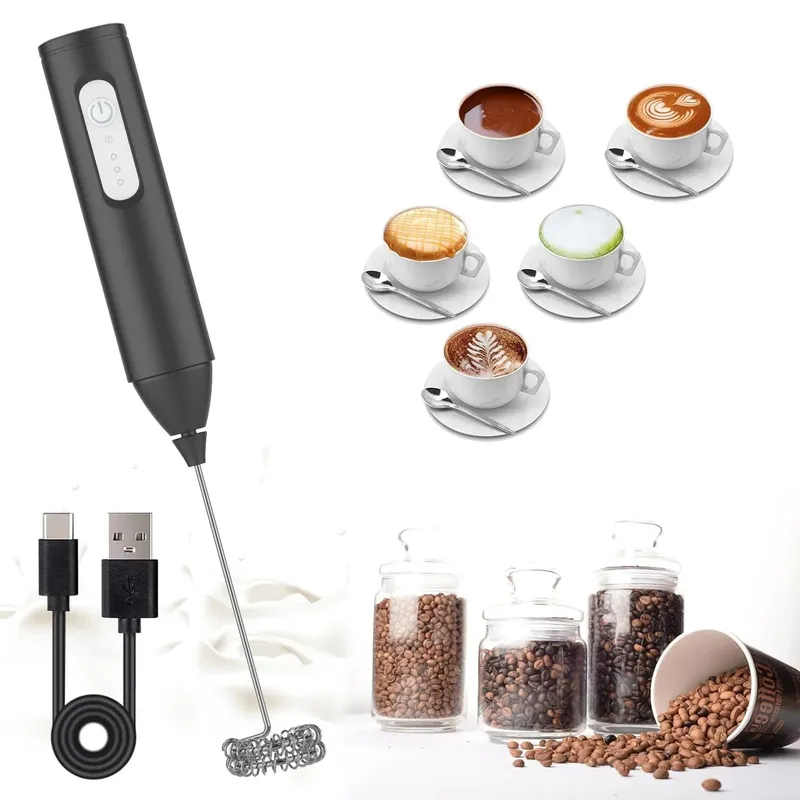 Milk Frother USB boleh dicas semula 3 Kelajuan Pembuat Buih Kopi Whisk Mixer Pemegang Elektrik Blender Pemukul Telur — image 1