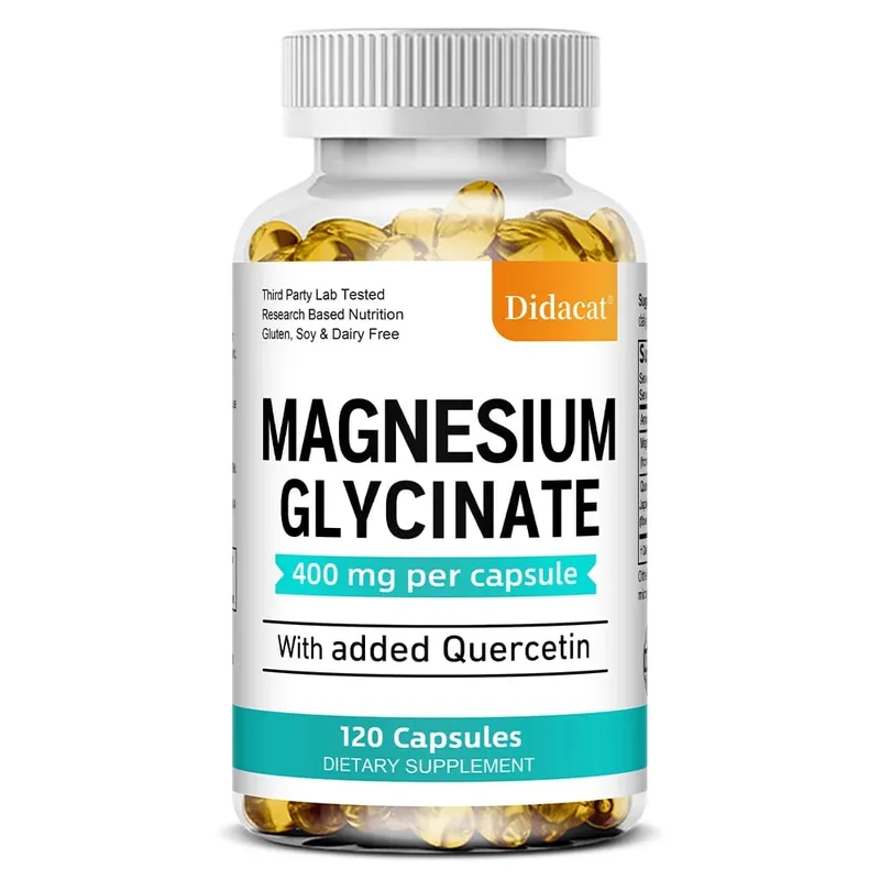 Magnesium Glycinate - med Quercetin Förbättra kardiovaskulär hälsa Minska stress och främja hälsosam sömnmuskeltillväxt
