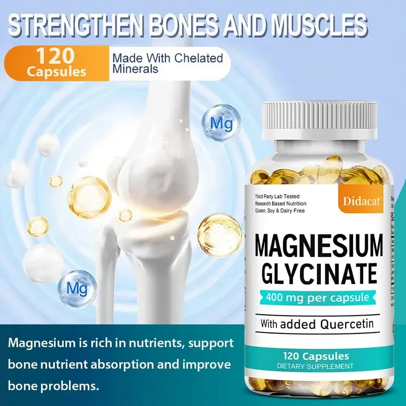 Magnesium Glycinate - med Quercetin Förbättra kardiovaskulär hälsa Minska stress och främja hälsosam sömnmuskeltillväxt — image 5