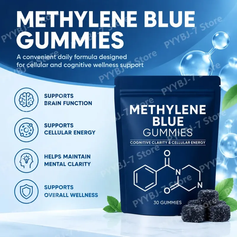 Methylene Blue Gummies with PQQ NAC Vitamin B2 & B3 Supports Cognitive Clarity & Cellular Energy Brain Nutrient for Adults 30Ct