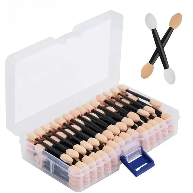 120 Pcs /Box Women Eyeshadow Applicators - Dual-Sided Sponge Makeup Brushes for Eye Blending & Nail Art — image 3