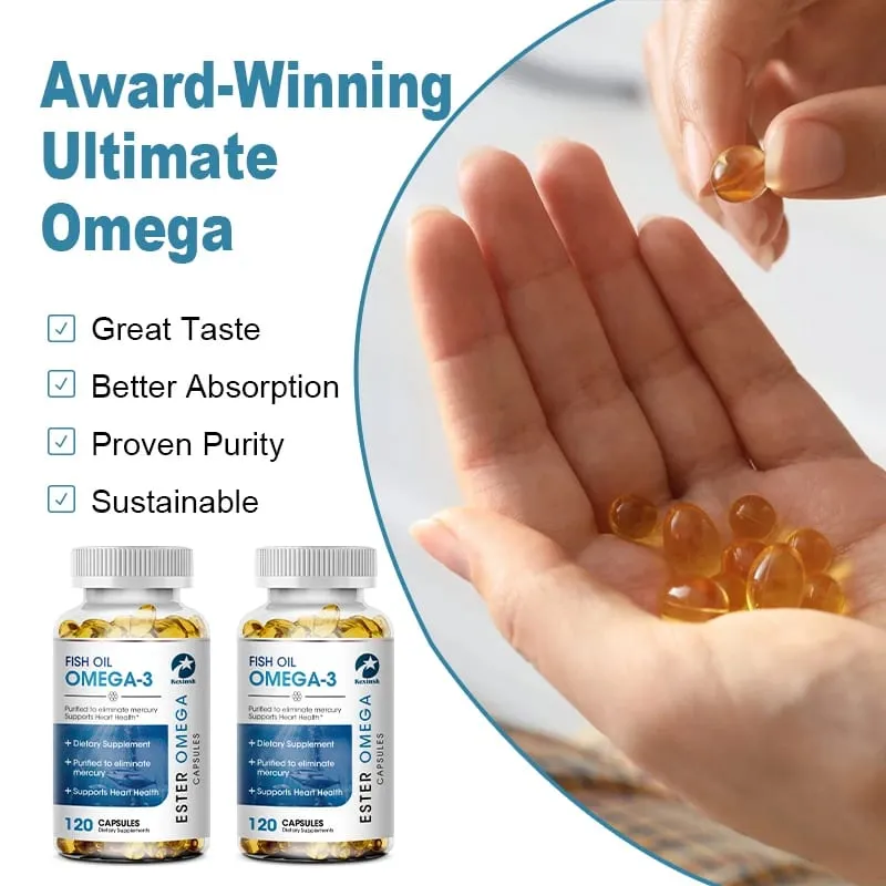 Kexinsh 120 Fischölkapseln 3600 mg Omega-3, reich an DHA EPA, unterstützen die Gesundheit von Haut, Augen, Herz, Gehirn und Immunsystem