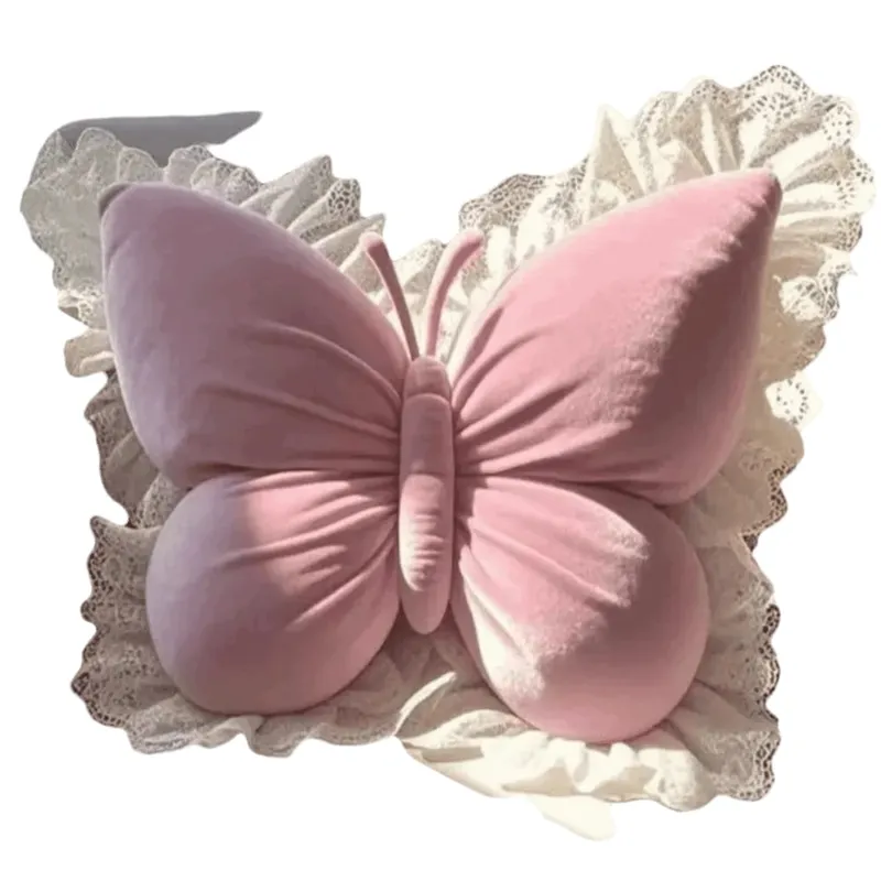 New Cute Butterfly Pillow Lace Butterfly Bedhead Pillow Home Textile Cushion Sofa Decoration — image 8