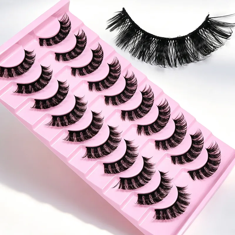 10 Pairs DD Curl Lashes Fluffy Volume Faux Mink False Eyelashes Dramatic Messy Fake Lashes Reusable For Women Eye Makeup — image 3