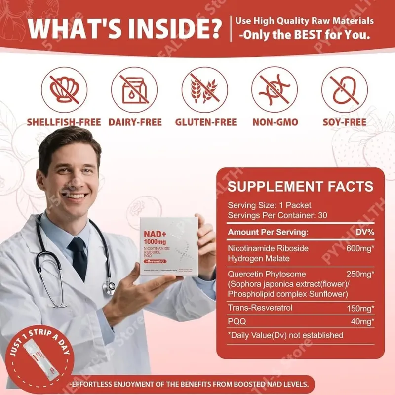 NAD+ Liquid Supplement 1000mg High-Potency with Resveratrol PQQ Support Cellular Energy Focus 30 PCS — image 5