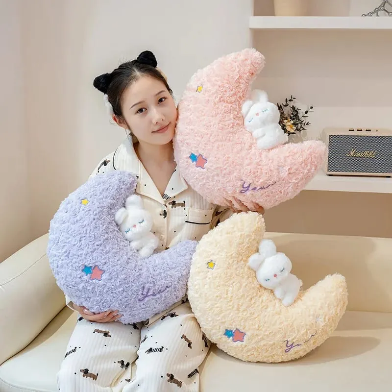45cm Kawaii Pillow Rabbit Cartoon Star Moon Pillow Cushion Creative Happiness Soft Family Plush Toy Sofa Home Decor Plush Pillow — image 8