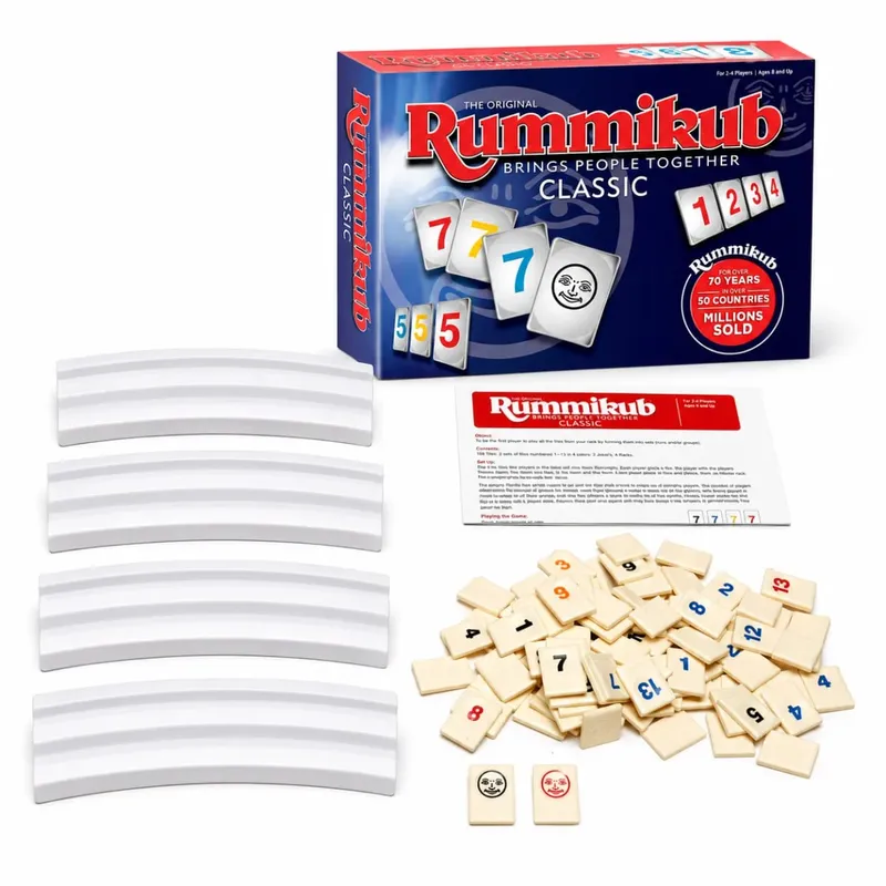 Rummikub Classic Number Tile Strategy Board Game with Racks Family Party Kids Adults English Version — image 8
