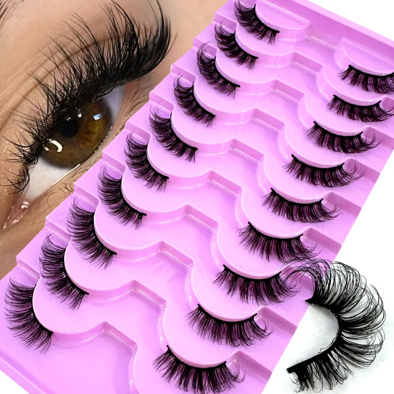 Poloviční řasy 10 párů Poloviční řasy Měkké přírodní řasy pro kočičí oči Makeup Tool Prodlužování umělých řas Fluffy Faux Cils — image 13