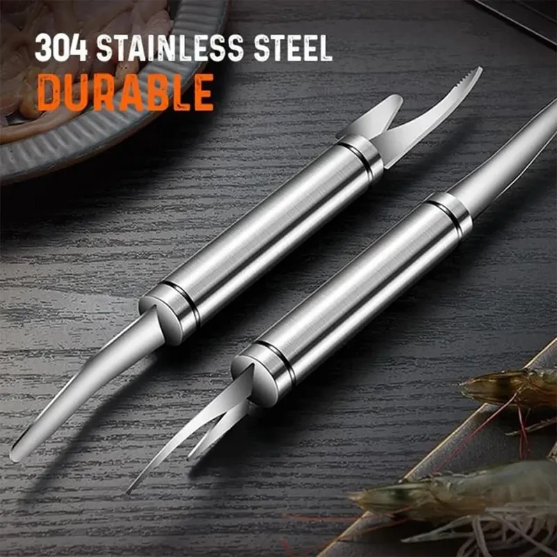 Seafood Tools Multifunctional Fast Shrimp Peeler Stainless Steel Shrimp Line Cutting Scraping Digging Fish Scales Knife Kitchen — image 5