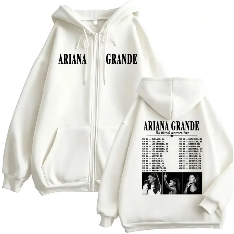 Ariana Grande Eternal Sunshine Tour Zip Up Hoodies Men Women Fashion Aesthetic Sweatshirt Jacket Coat High Quality Zipper Hoodie