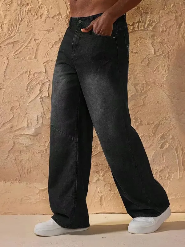 High Street Retro Washed Old Jeans Men's Trendy Brand Loose Straight Teen Wide-leg Floor-mopping Trousers — image 7