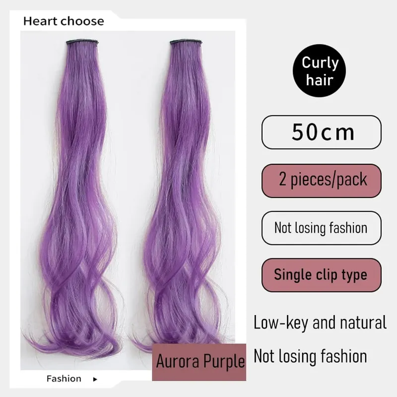 Set da 2 pezzi sintetici 50 cm 60 cm estensioni dei capelli ricci colorati onda d'acqua rosa blu viola parrucca di Natale di Halloween