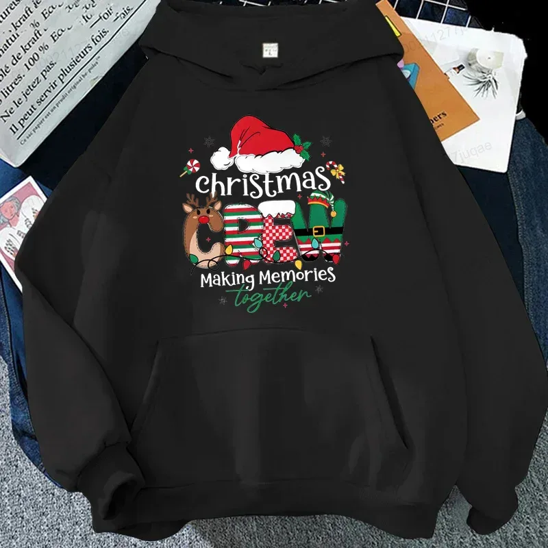 Christmas Crew Making Memories Together Hoodies Family Matching Christmas Outfit Santa Hat Graphic Sweatshirts Xmas Party Shirts — image 1