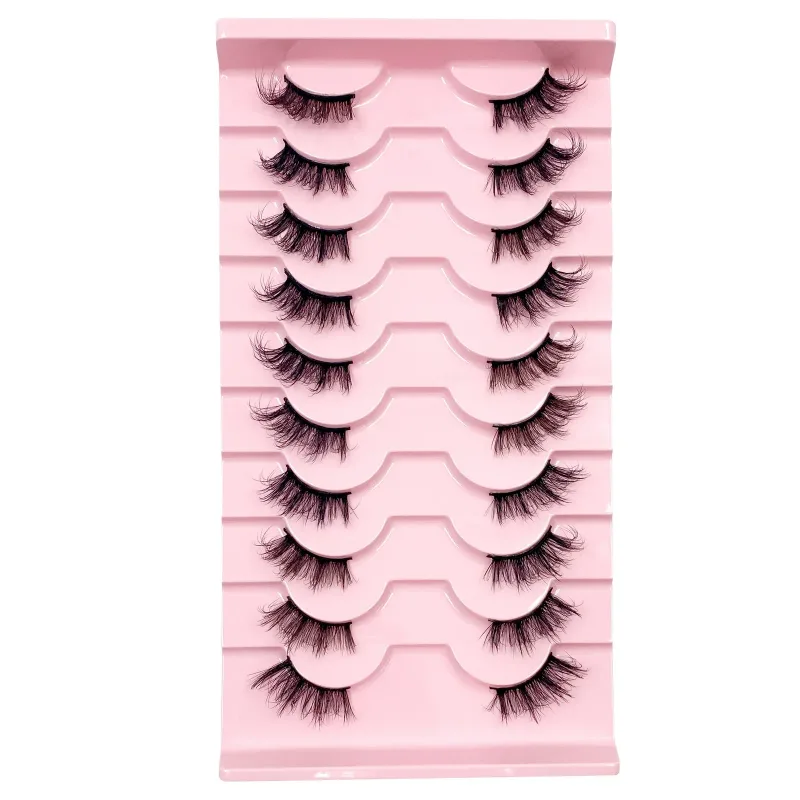3D Cat Eye Lashes Half Eyelashes 10Pairs Half Lashes Natural Clear Stem False Eyelash Extension Makeup Faux Cils maquiag — image 11