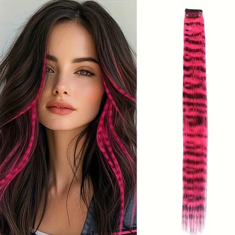 Rainbow Colored Feather Clip In Hair Extensions 18inch Synthetic Hair Piece Y2K Fashion For Women Girls Cosplay Party Halloween — image 8