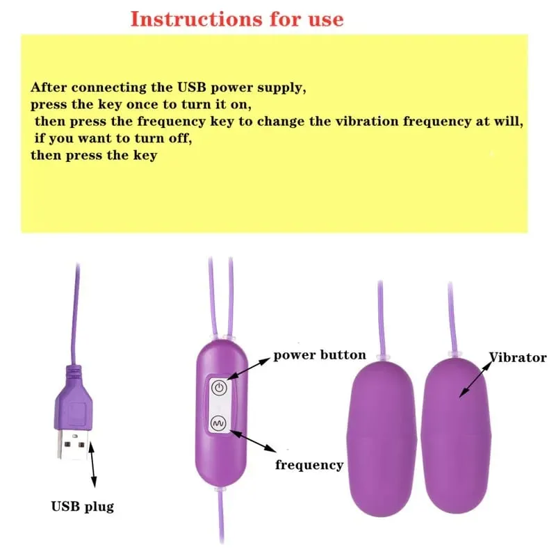 12 Speed USB Rechargeable Bullet Vibrator Egg Dildo Double Vibrating Stimulator Massager Adult Sex Toy for Women — image 5