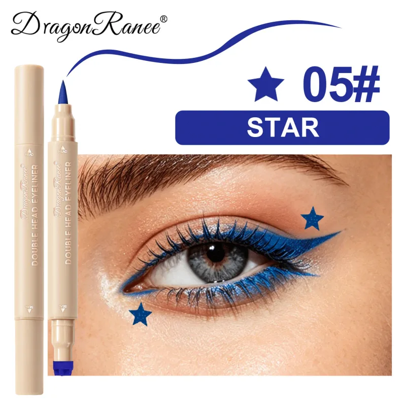 Eyeliner 2 w 1 z podwójną końcówką szybkoschnący wodoodporny i odporny na pot niełatwy do rozmazania kolorowy eyeliner do makijażu oczu