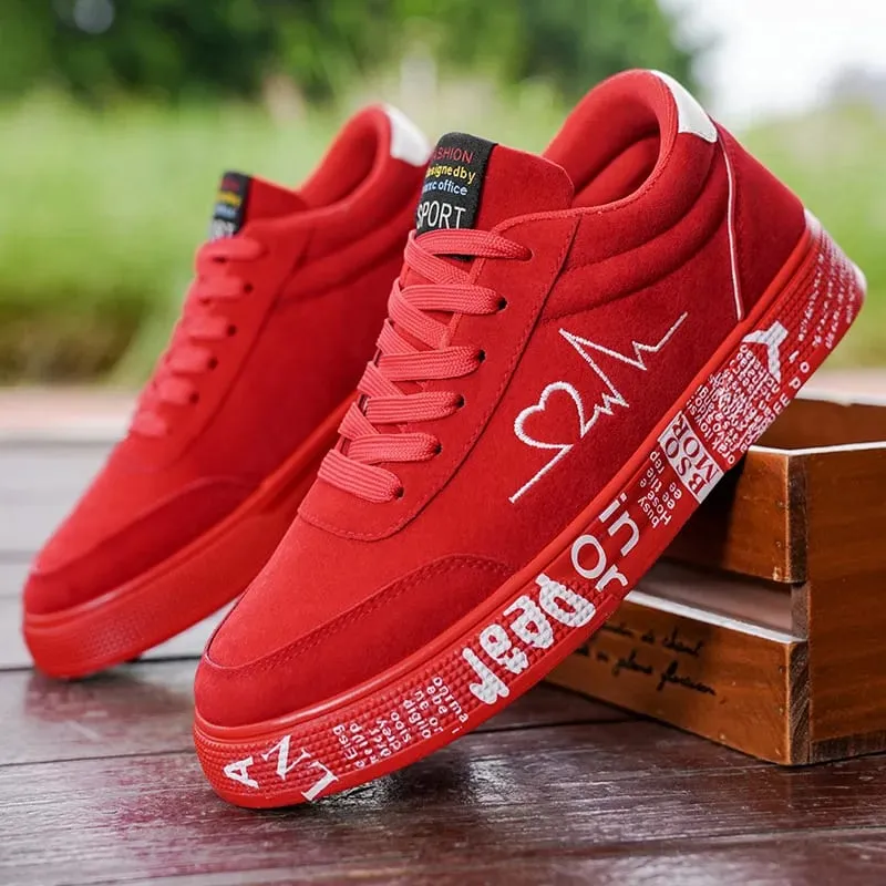 2026 Fashion Men's Vulcanized Sneakers Male Lace-up Casual Shoes Breathable Original Canvas Red Black Lover Shoes Graffiti Flats — image 11