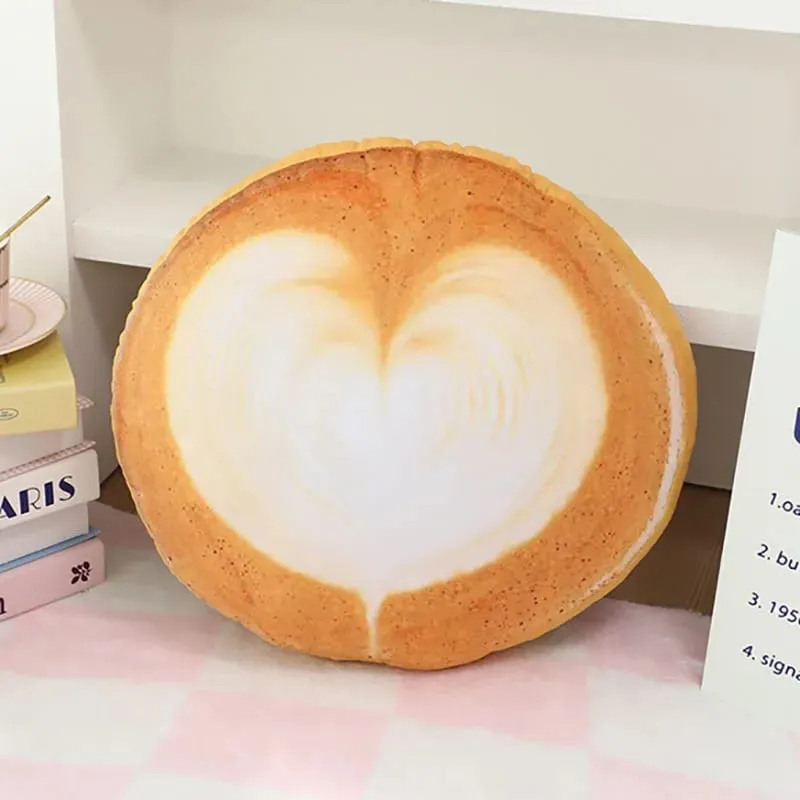 36x36cm Latte Coffee Round Plush Pillow Stuffed Soft Drink Food Images Seat Cushion for Sofa Chair Indoor Decor Gift
