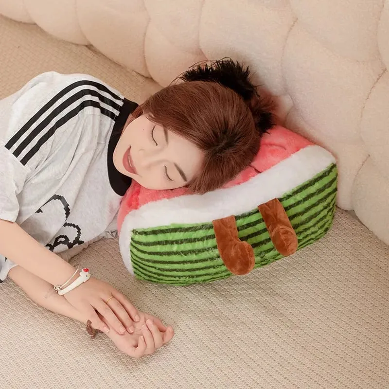 23/45cm Cute Watermelon Slice Plush Pillow Smiling Face Cute Triangular Fruit Red Cushion with Legs Plushie Decoration Gift — image 4