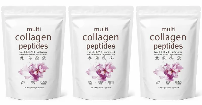 Polvo de péptidos múltiples de colágeno, mezcla de colágeno sin sabor de 454g con vitamina C, biotina, ácido hialurónico, soporte para piel, cabello y uñas