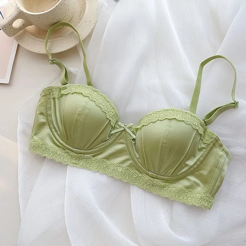 บราดันทรง underwire ของสาวฝรั่งเศส ลูกไม้หวานขอบชุดชั้นในครึ่งถ้วย ถ้วยบางของผู้หญิงพร้อมชุดชุดชั้นในป้องกันการหย่อนคล้อย — image 7