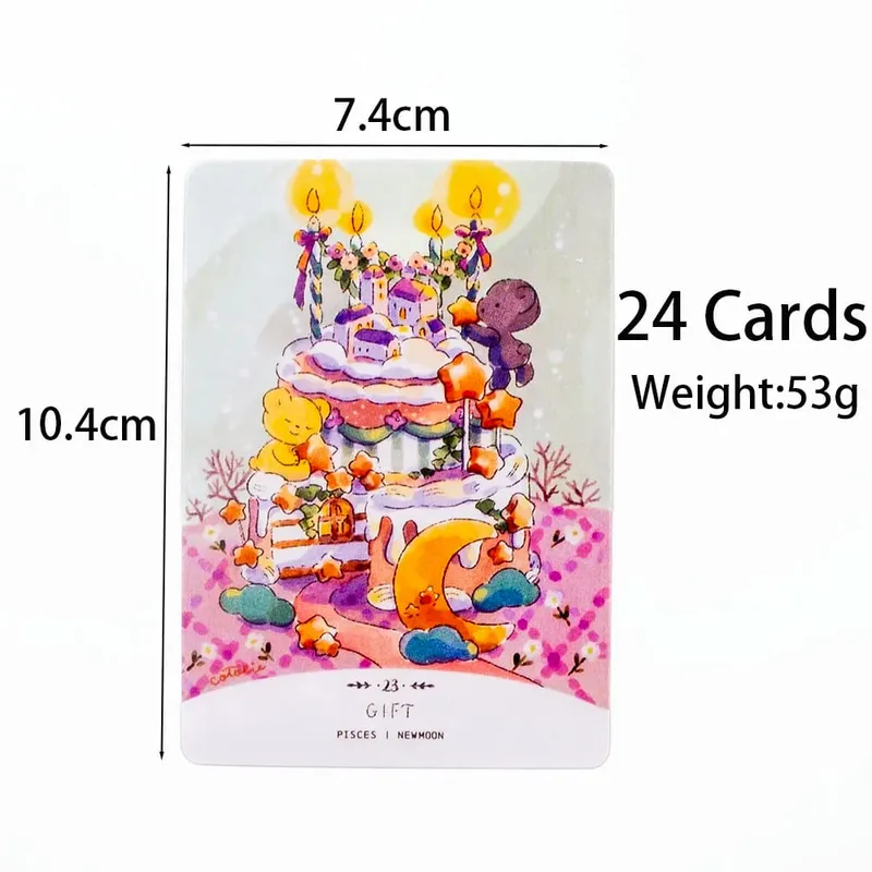 Cotolie KUMACHAN MOON CARDS 24 ks balíček anglická verze Rozkošný Bear Oracle Cards Stolní hra pro rodinnou párty 10,4*7,4 cm — image 4