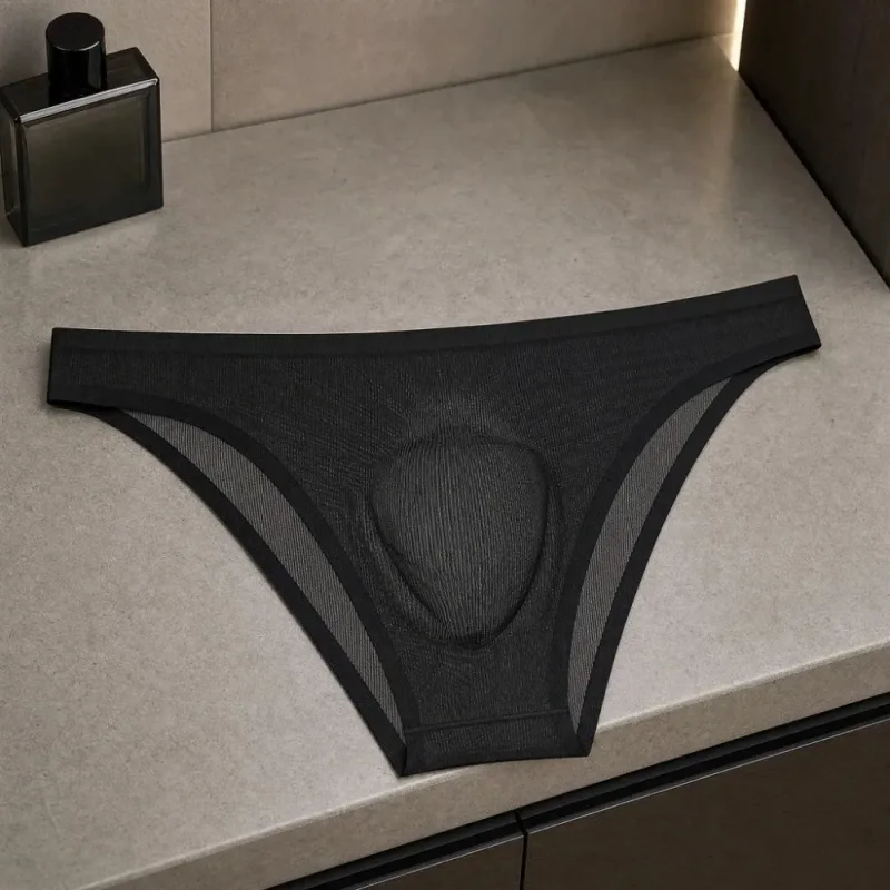 Calcinha triangular masculina de seda gelo macia, lingerie respirável, cuecas finas, cor sólida, tamanho grande, roupa íntima para homens — image 10