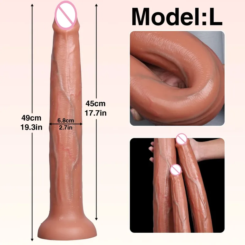 Realistic Long Dildo Penis Anal Vaginal Stimulator Liquid Silicone Dildos Sex Toys for Women Lesbian Couples Men Gay Adult Anal — image 9