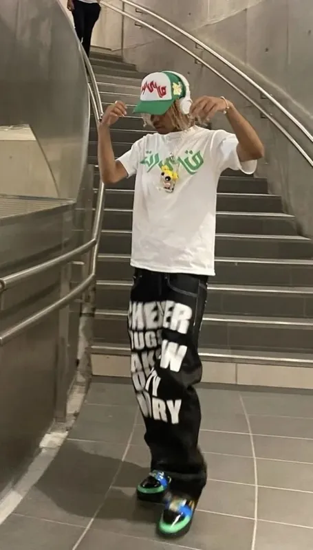 Y2k Wide Leg Jeans 2026 New Trend Hip Hop Letter Printed Black Pants Men Women Fashion Punk Loose Straight Trousers Streetwear — image 6