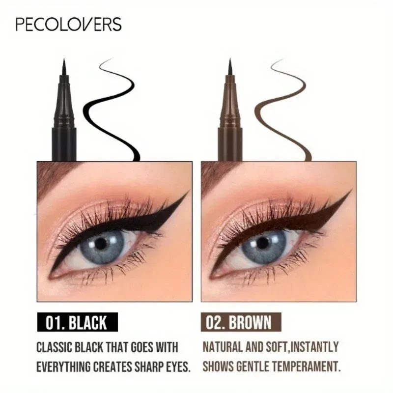 3Pcs Smooth Eyeliner Pen - Smudge-Proof Eye Pen Quick-Dry For All Occasions Black And Dark Brown Eye Makeup — image 2