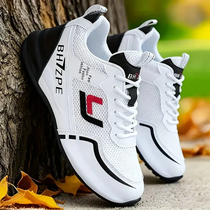 Men's Fashionable Low-Top Color-Blocked Breathable Mesh Running Sneakers