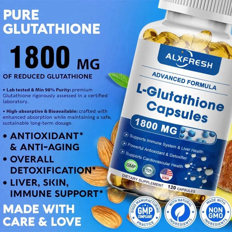 Alxfresh L-Glutathion 1800 mg | L-Glutathion gereduceerd supplement | Niet-GMO en glutenvrij | Immuniteitssysteem | Antioxidant-ondersteuning — image 3