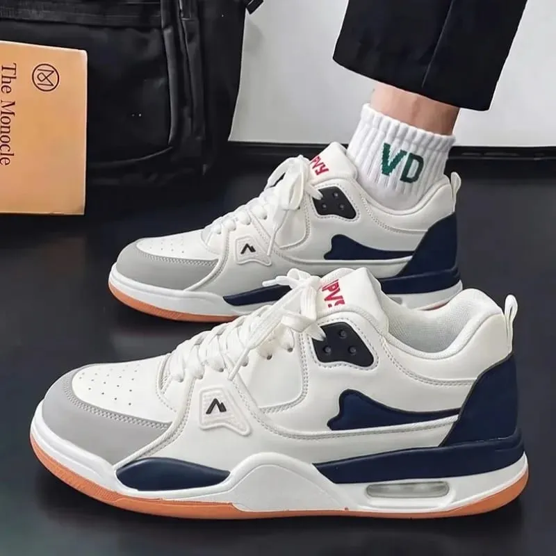 Unisex Sneakers Spring Summer Retro Basketball Style White Color Block Casual Board Shoes Streetwear Chunky Sole School — image 3