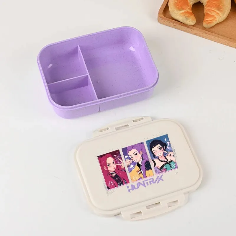 Demon Hunters Lunch Box for Boy Girl Cute Mira Zoey Jinu Portable Plastic Bento Box with Dinnerware Food Fruit Container — image 22