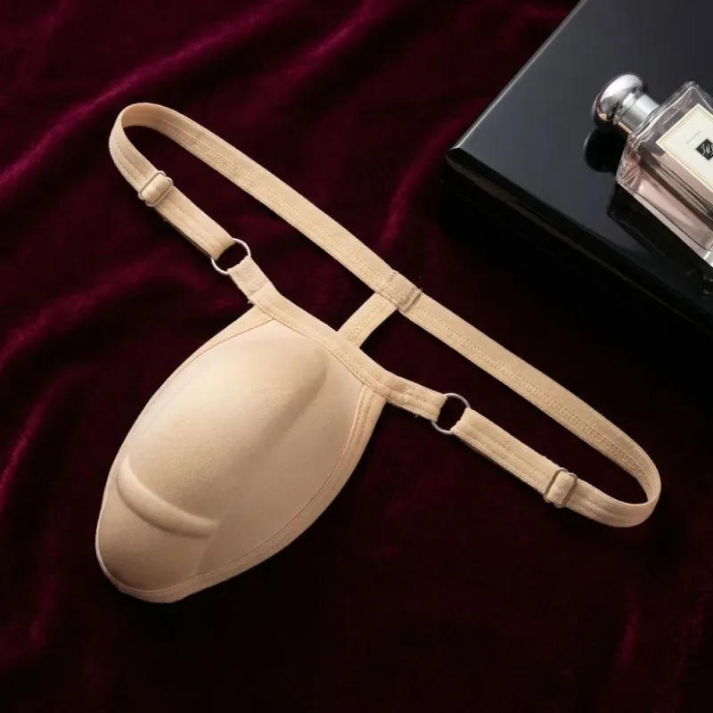 Tangas con almohadilla de esponja y espalda en T para hombre, calzoncillos acolchados frontales ajustables en 3D, ropa moldeadora de cintura baja sin costuras, accesorios para bragas — image 3