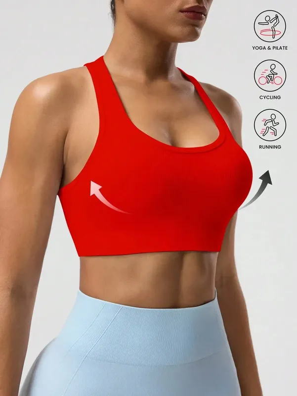 Seamless One-Piece Sports Bra with Wire-Free Support Bust Enhancement and Backless Design for Yoga and Outer Wear — image 12
