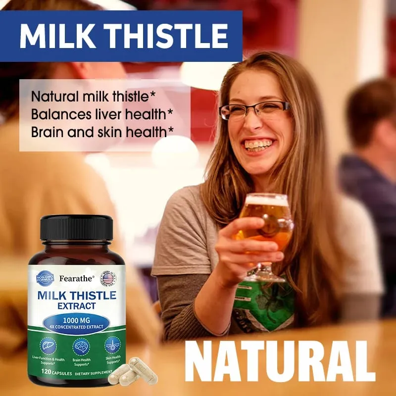 Milk Thistle Extract 1000mg Capsules Natural Antioxidant for Liver Function & Detox Support Digestive Health & Lipid Balance