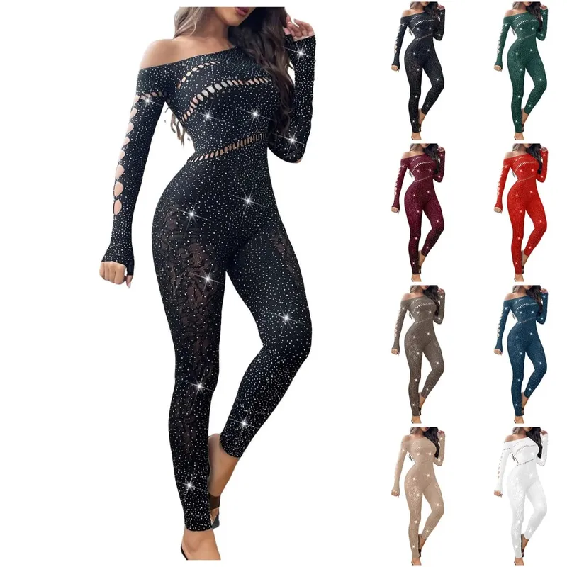 2025 Lace Embroidery Bra Set Women Sexy Mesh Rhinestone Jumpsuit Long Sleeve See Through Sexy Bustier Lingerie for Women — image 6