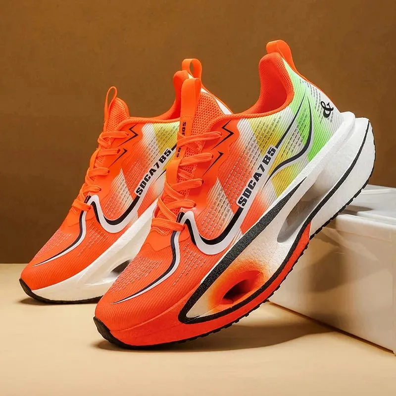 Unisex Lightweight Breathable Running Shoes - Cushioning and Wear-Resistant Technology White/Blue/Orange Color Combination Low-Top Mesh Design Suitable for Marathon Sprint and Casual Wear - All-Season Sneakers with Flexible Rubber Sole — image 5