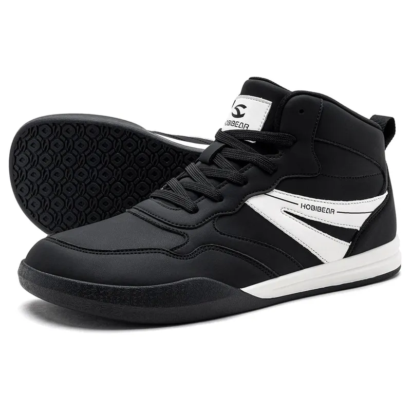 Wide Toe Box Walking Boots Unisex Artificial Leather Mid-Top Outdoor Ankle Shoe Lace Up Non-Slip Running Shoes