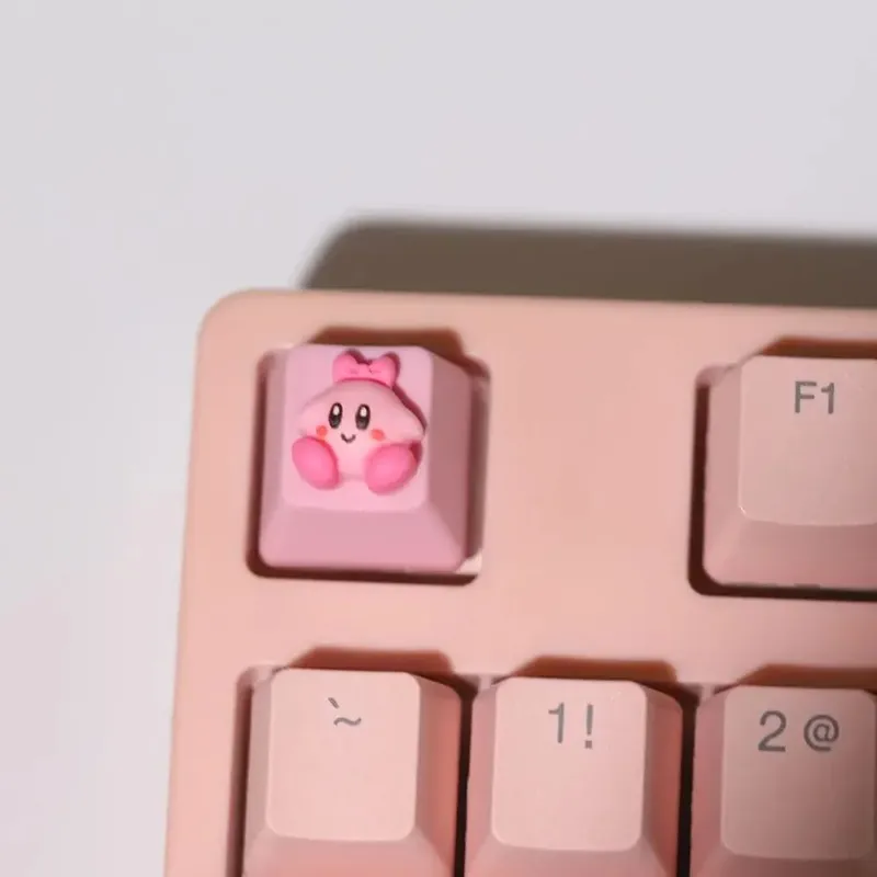 Kirby Keycaps Keyboard for Mechanical Cute Key Cap Suit Button Personalized Keycaps DIY Key Cap Anime Cartoon Pink 3D Keycaps