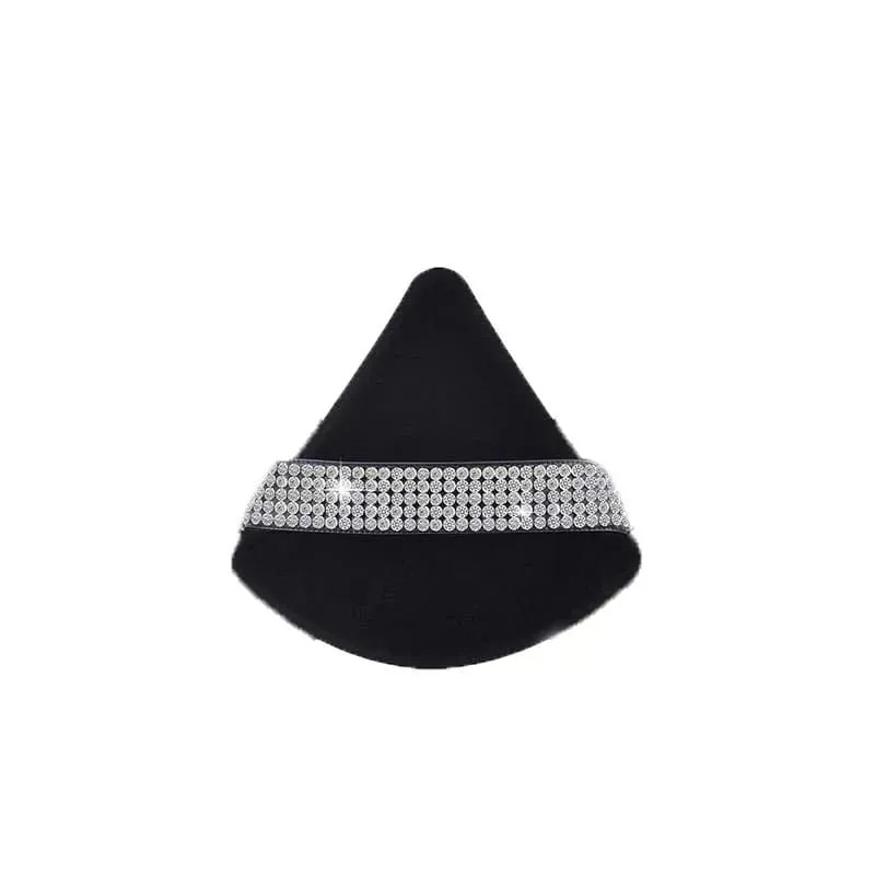 Diamond Triangle Velvet Setting Puff Ribbon Detail Powder Sponge Smooth Finishing Soft Puff for Loose Pressed Powder Application