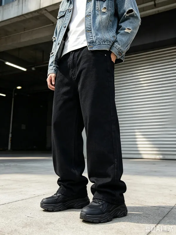 Men Wide Leg Jeans Loose Straight Denim Pants Casual Baggy Trousers Streetwear Hip Hop Daily Wear Fashion Mens Casual Bottoms — image 1
