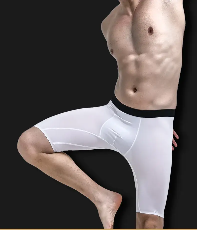 Men's sports underwear for summer, ice silk, quick-drying, extended, anti-friction legs, loose four-corner short underpants — image 17